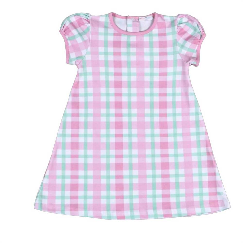 NEW BABY LOREN girl's jane mini dress in pink plaid
